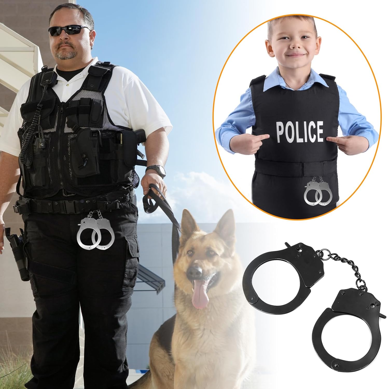 2Pcs Metal Toy Handcuffs with Keys for Halloween Play Props