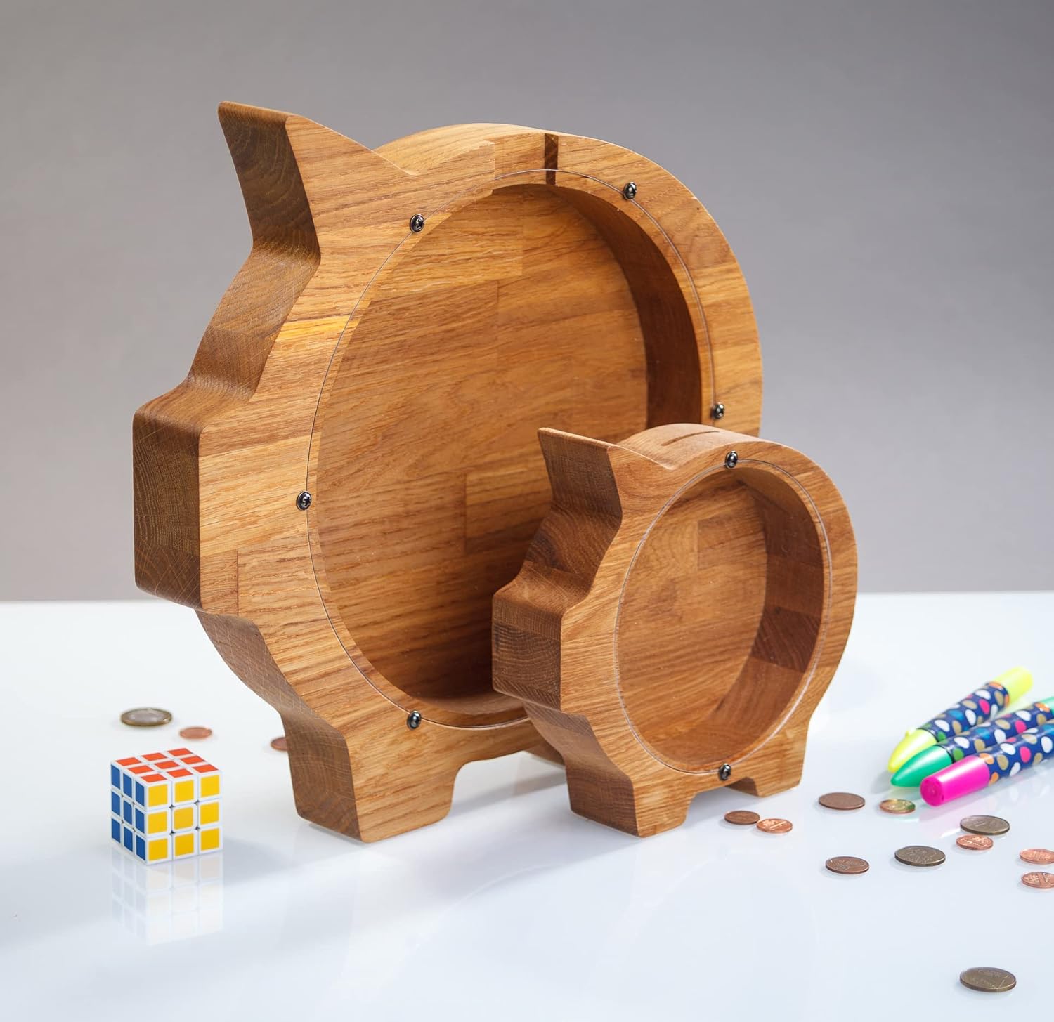 Oak Wood Coin Bank for Kids - Personalized Saving Box