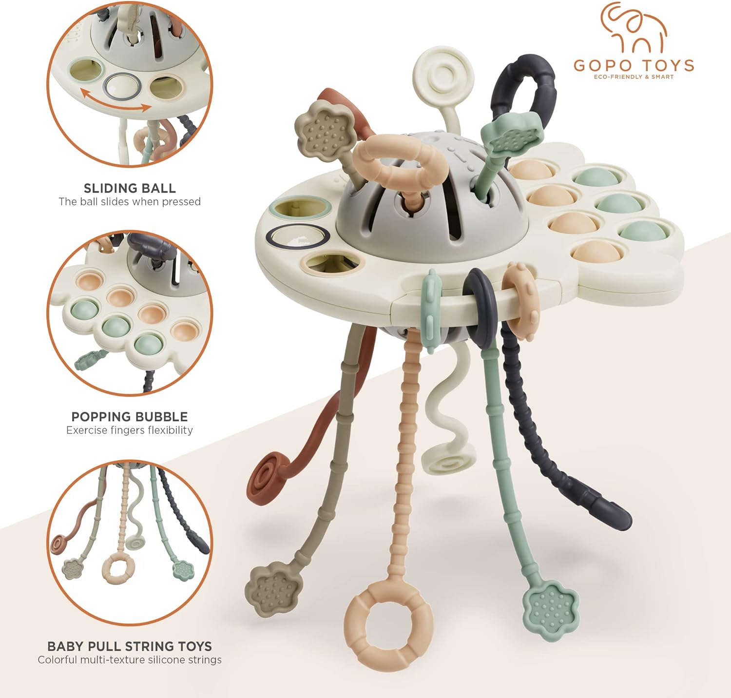 GOPO TOYS Pull String Silicone Activity Toy for 18 Months