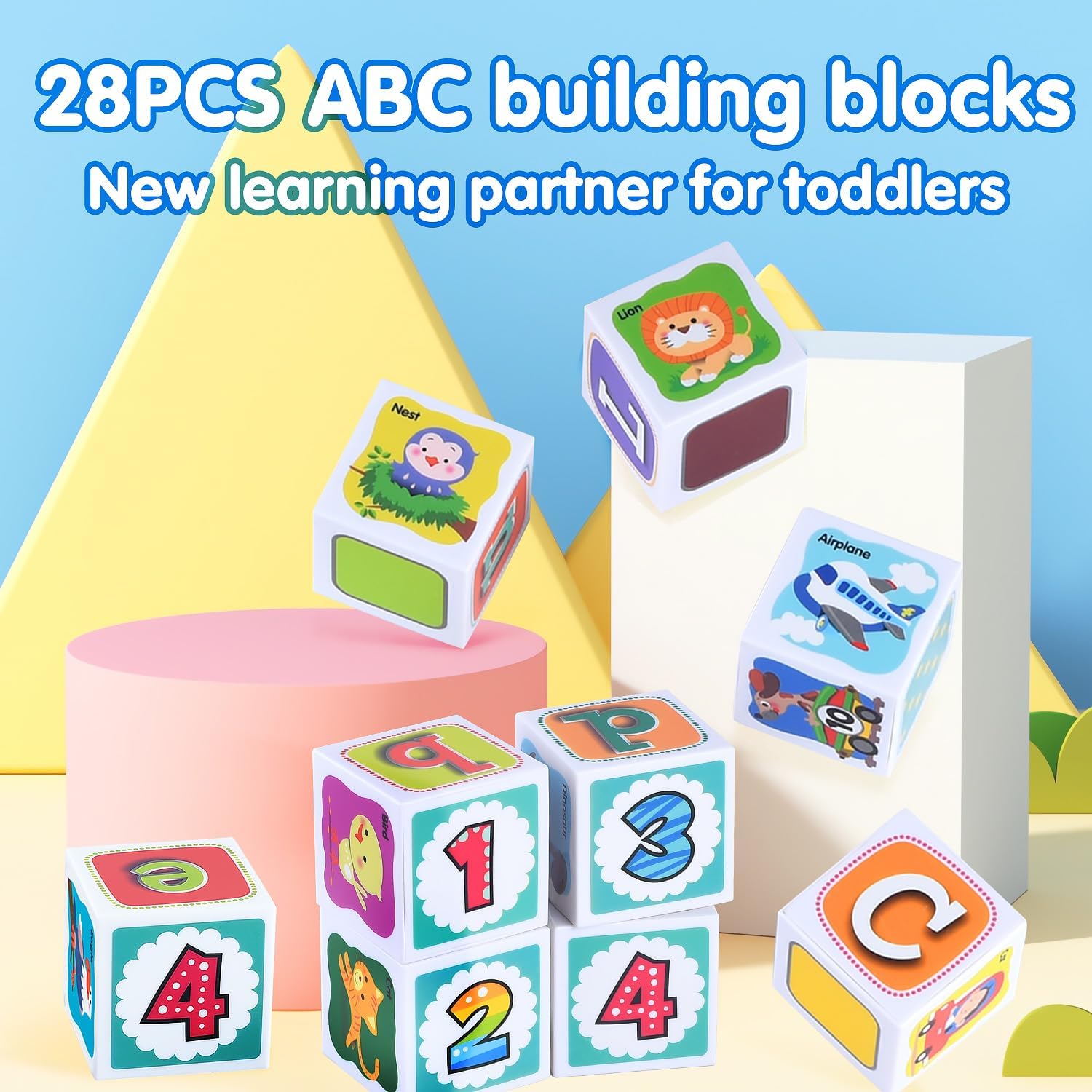 PLAY ABC Stacking Blocks 28PCS for Toddlers 1-3