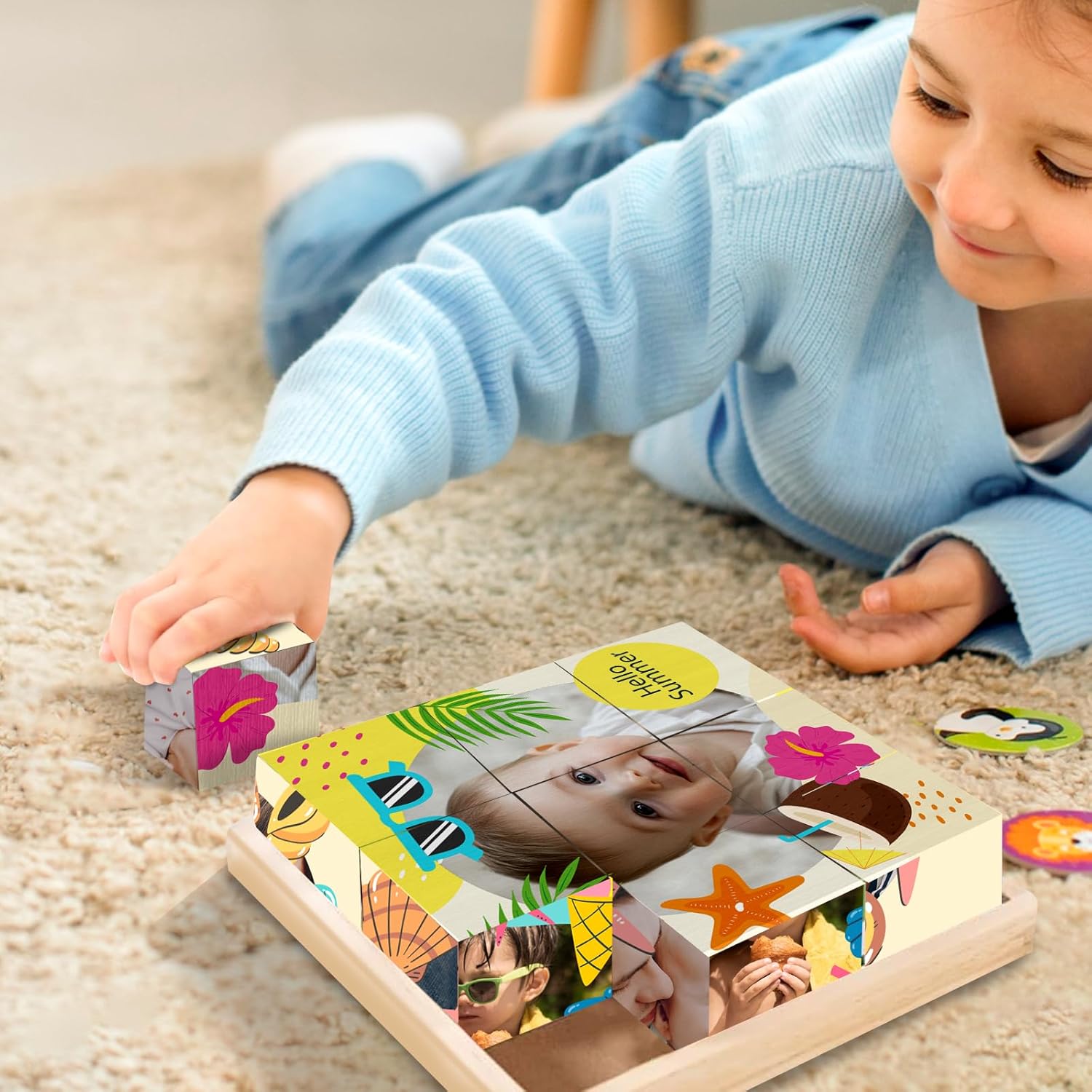 Personalized Wooden Cube Puzzles for Toddlers