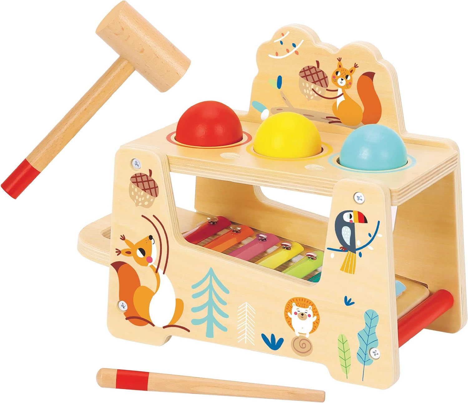 TOOKYLAND 7pcs Pound a Ball Toy with Xylophone