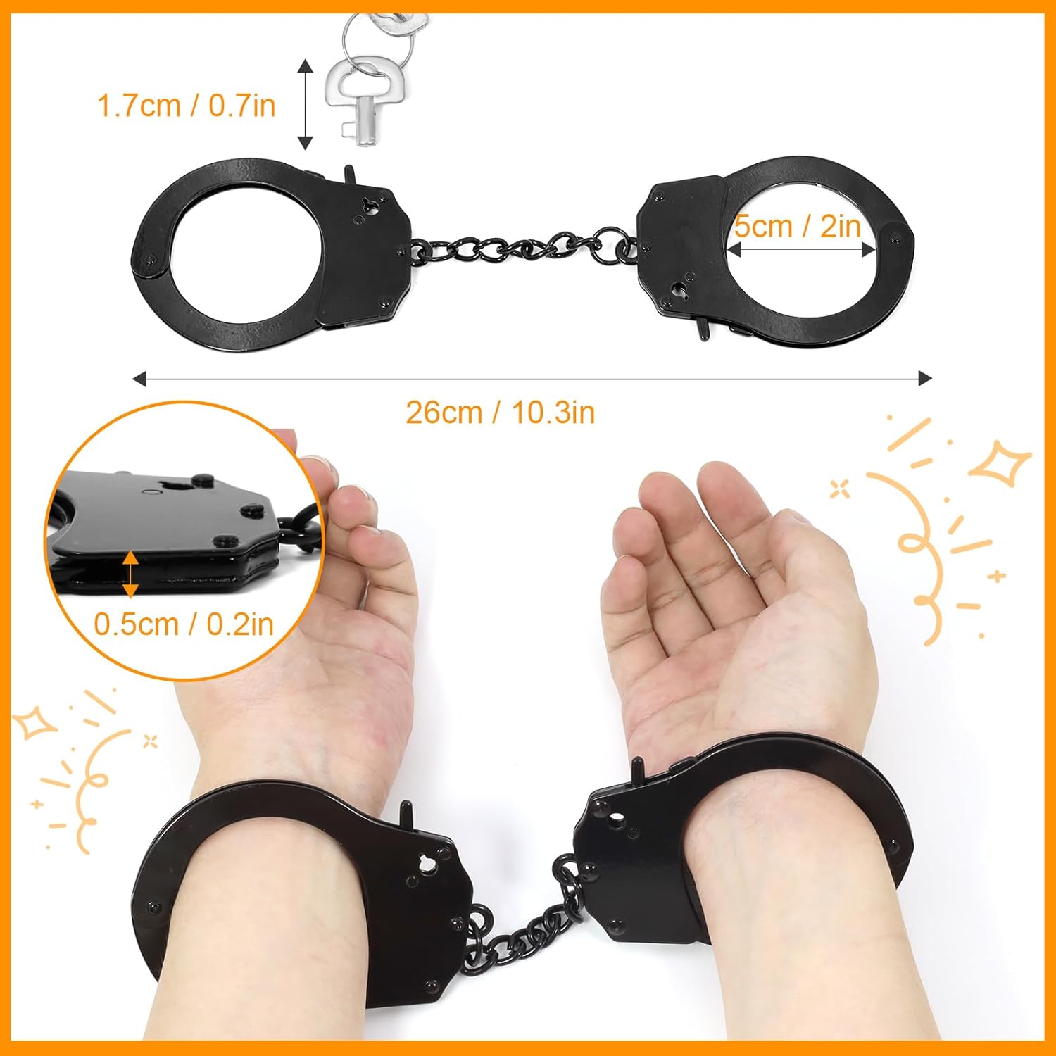 2Pcs Metal Toy Handcuffs with Keys for Halloween Play Props