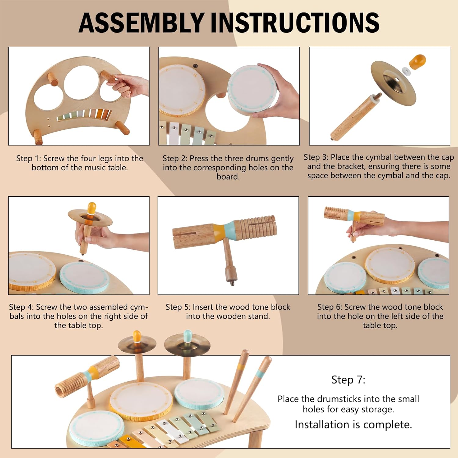 Montessori Drum Set for Toddlers 1-3 Years