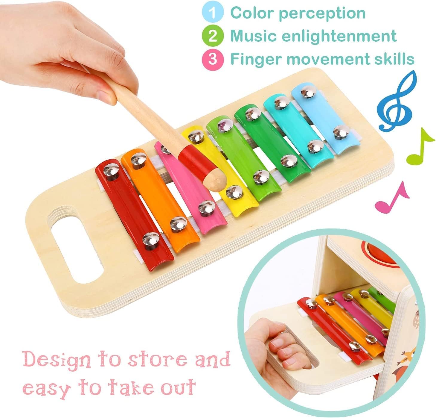 TOOKYLAND 7pcs Pound a Ball Toy with Xylophone