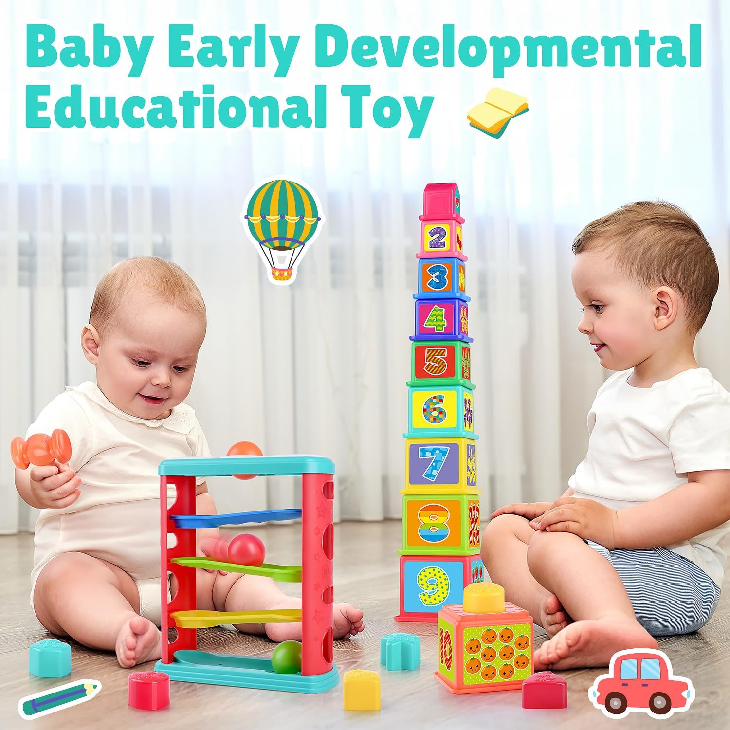 3-in-1 Montessori Toddler Toy for 1-3 Year Olds