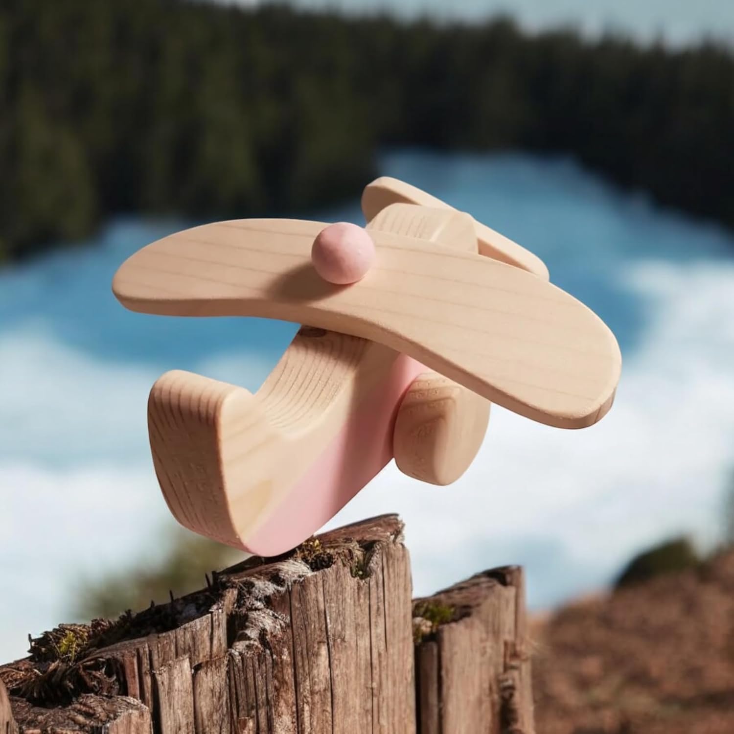 Wooden Airplane Toy for Toddlers Handmade and Natural