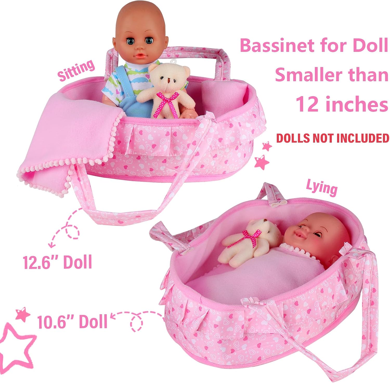 Young Buds Baby Doll Cradle Bassinet Portable Carrier