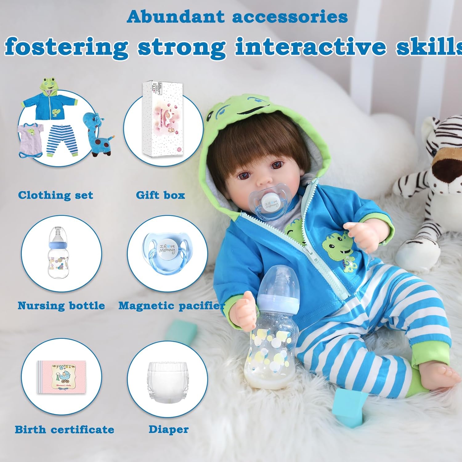 CHAREX Reborn Baby Boy 18 Inch Lifelike Cuddle Doll