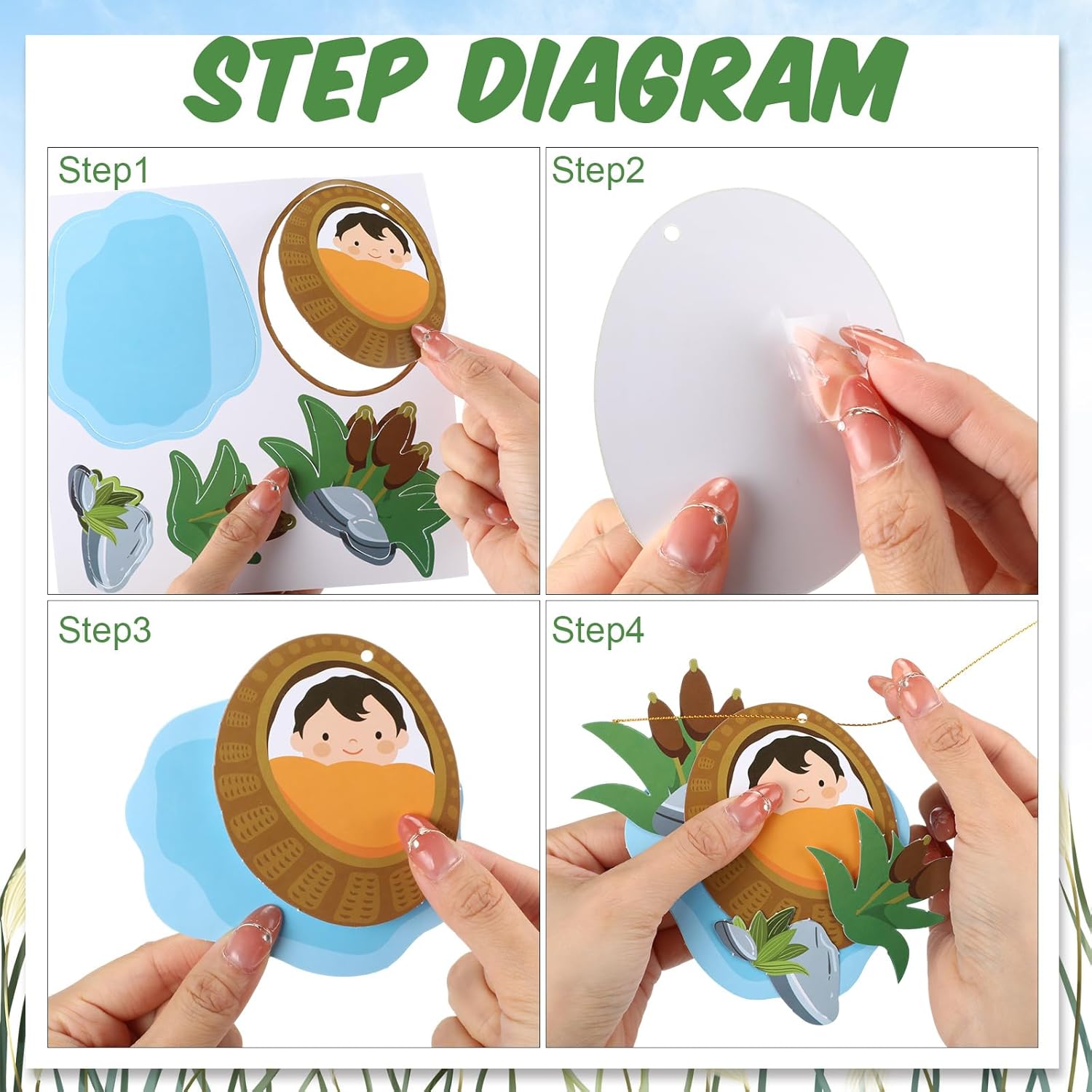 Motipuns 30 Set Passover Crafts Baby Mose Kit