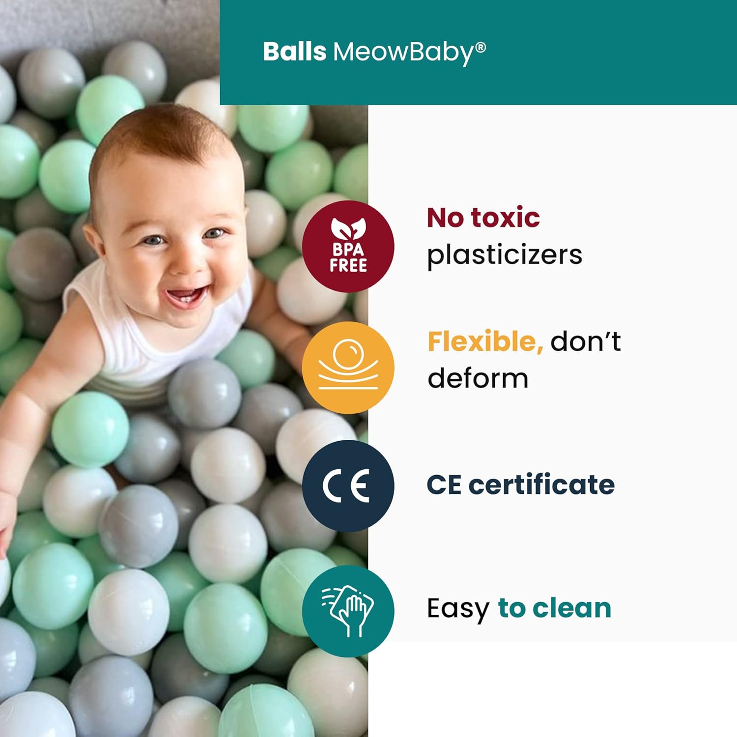 MEOWBABY Foam Ball Pit 35 x 115 in with 200 Balls