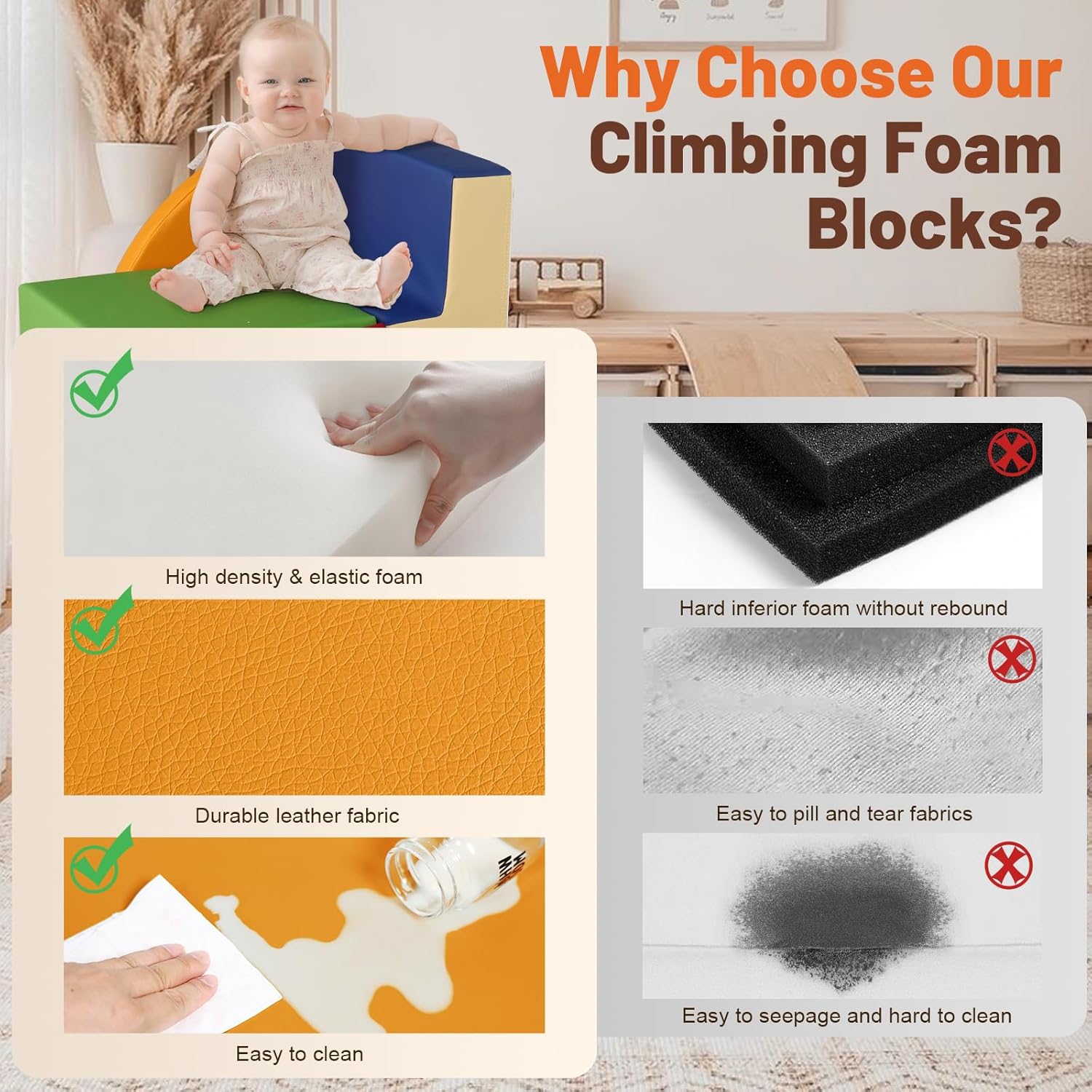 4-Piece Soft PU Leather Toddler Climbing Set