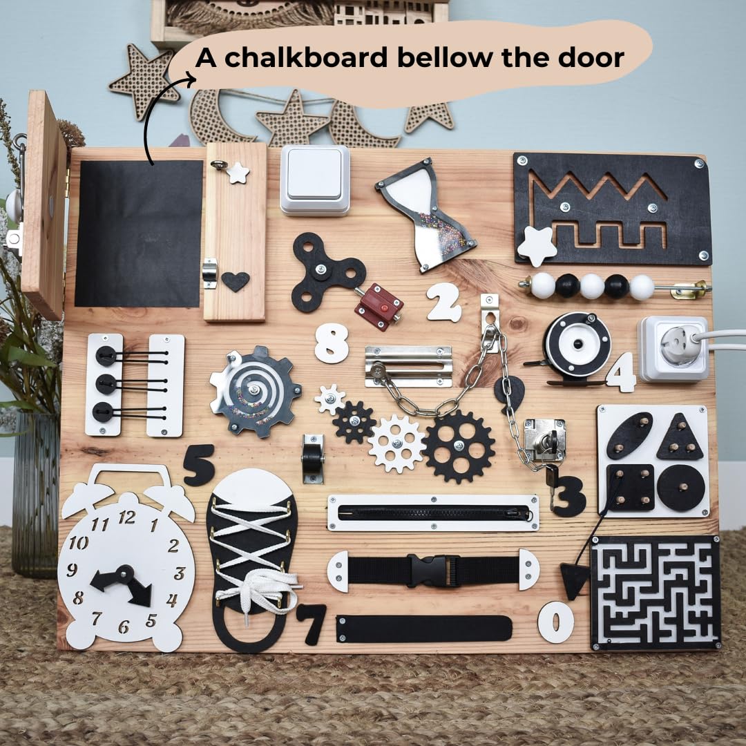 Toddler Activity Board Montessori Busy Board with Fidget Elements