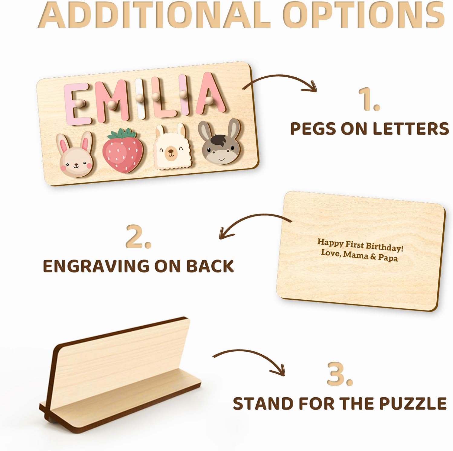 Customized Name Puzzle for Toddlers 1-3 Wooden Puzzles with Personalization
