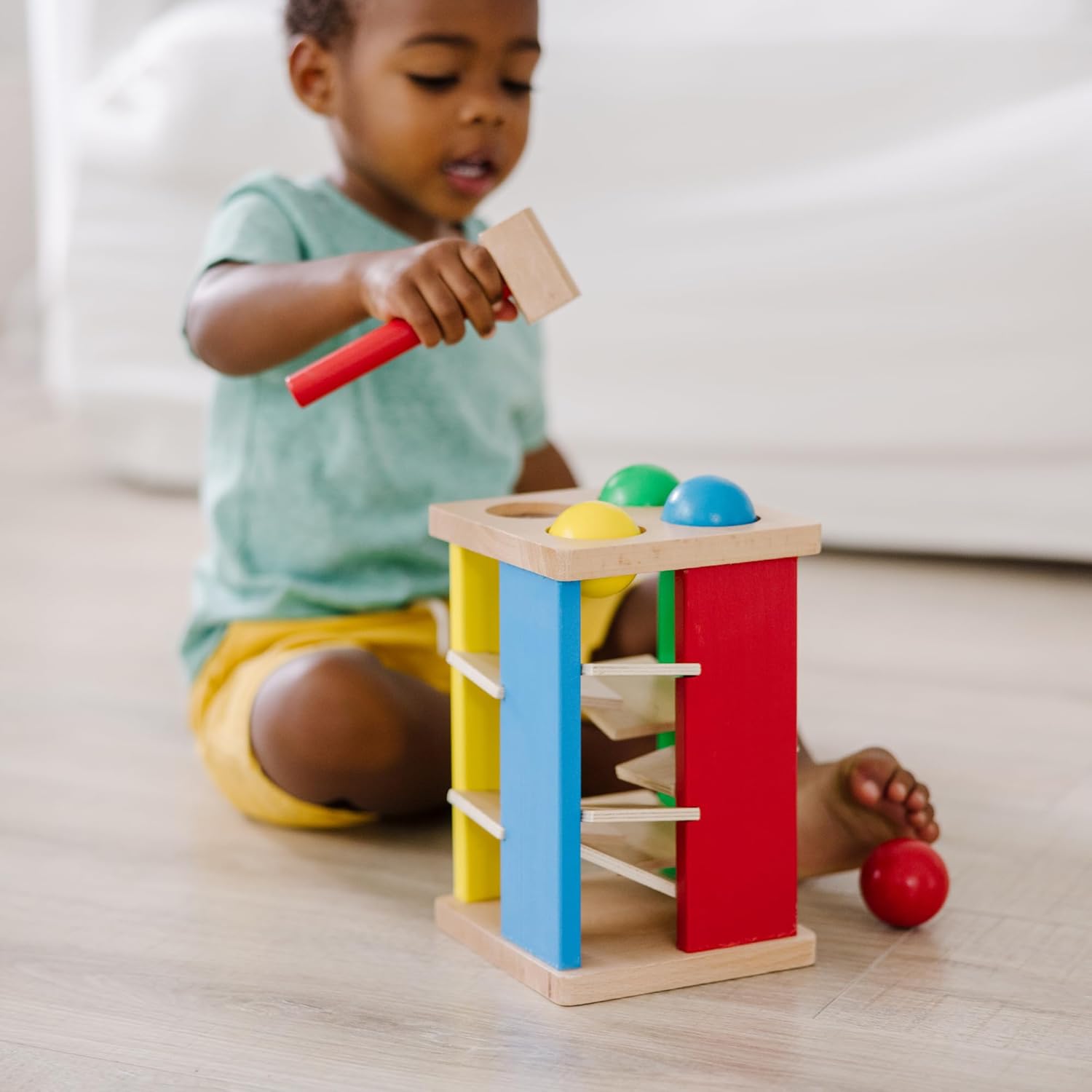 Melissa Doug Deluxe Pound and Roll Wooden Tower Toy