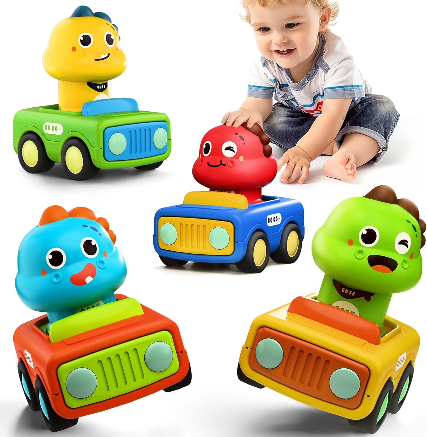 iPlay iLearn Press to Go Car Toy for Toddlers 1-3 Years