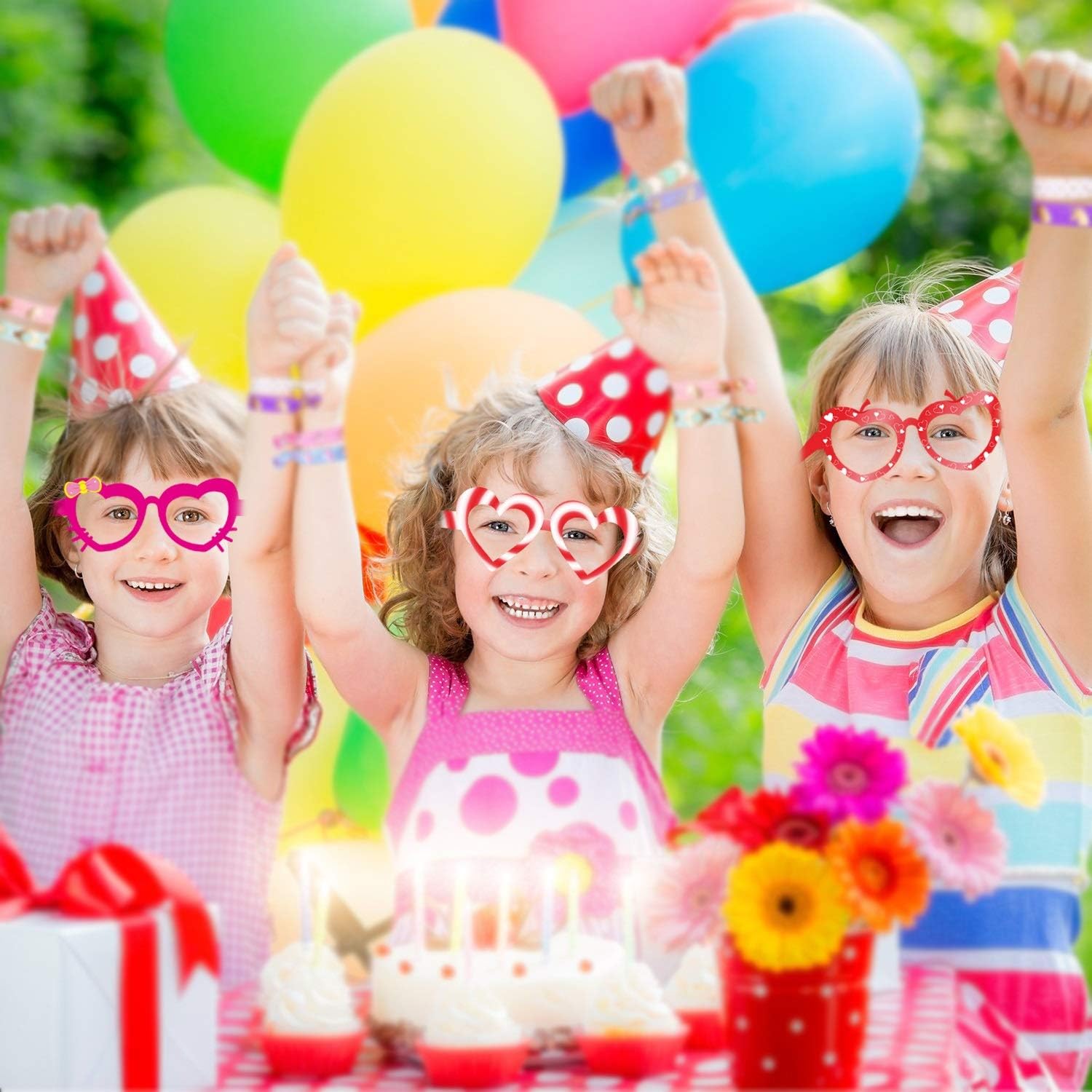 HOWAF Heart Shaped Party Glasses for Kids 27 Pack
