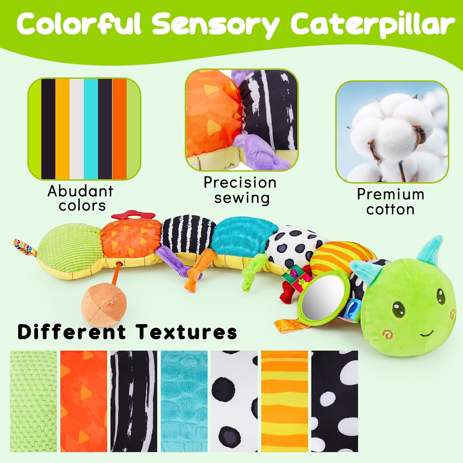 Melodyinn Baby Sensory Caterpillar Toy 0-6 Months