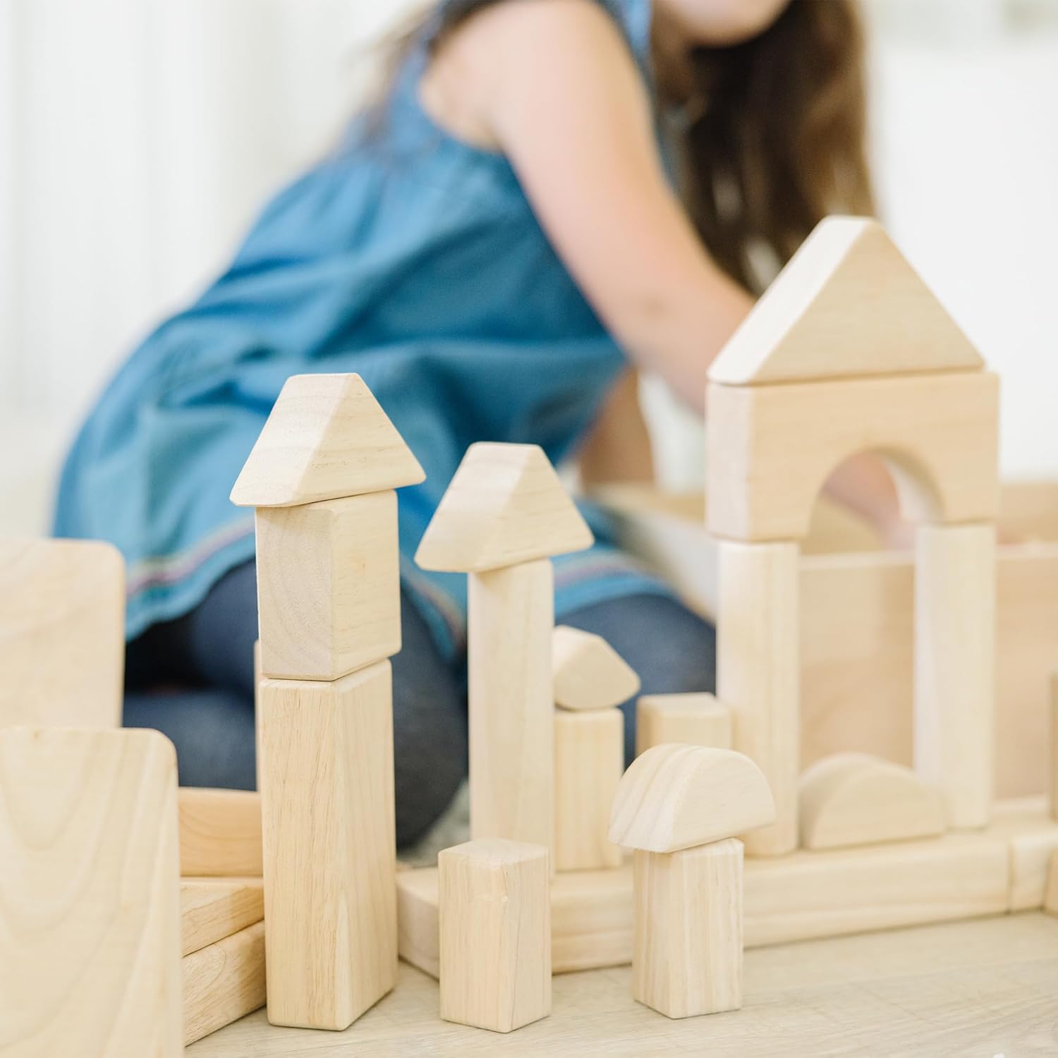 Melissa Doug 60pc Solid-Wood Building Blocks With Storage Tray