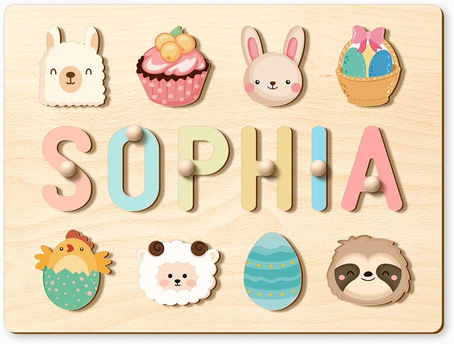 Customizedbee Personalized Wooden Name Puzzle for Toddlers 1-3
