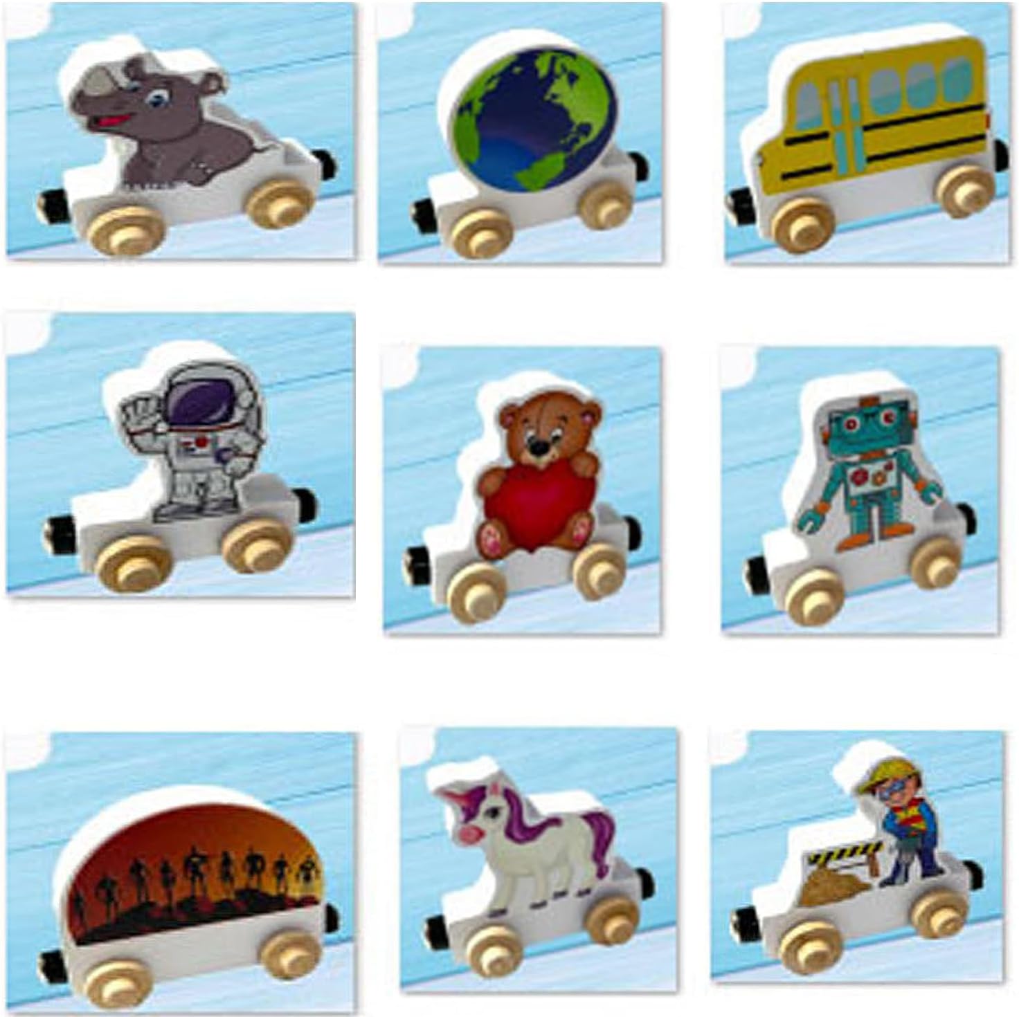 KIDZCO Wooden Character Train Puzzle with Magnets