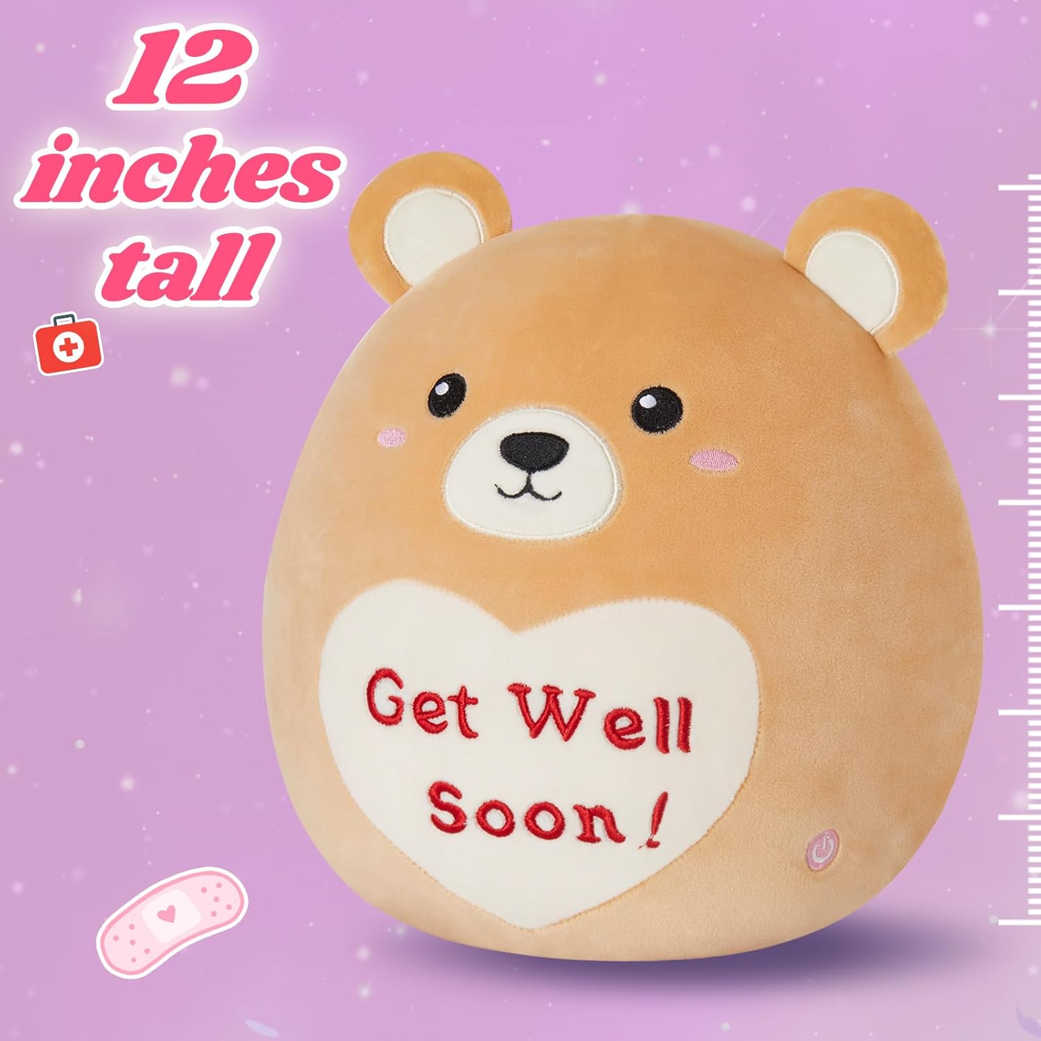12 Glow Teddy Bear Plush Toy Get Well Soon Gift