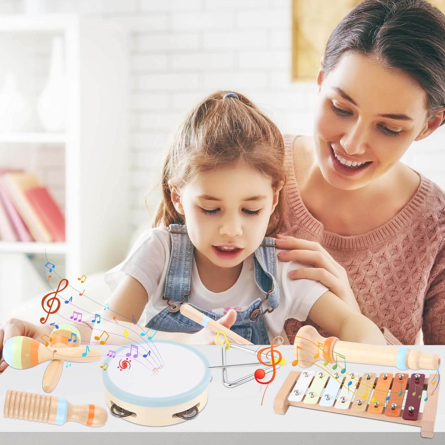 Ranqibo Wooden Musical Instruments Set for Toddlers