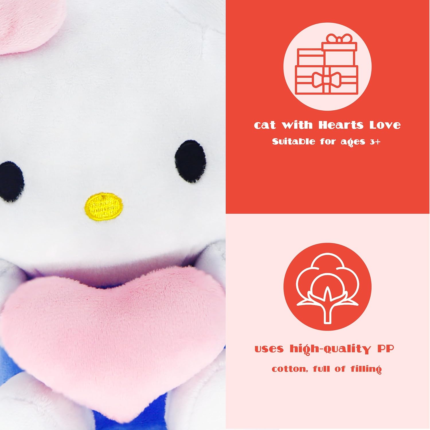 Kawaii Love Plush Toy with Heart Pillow Blue