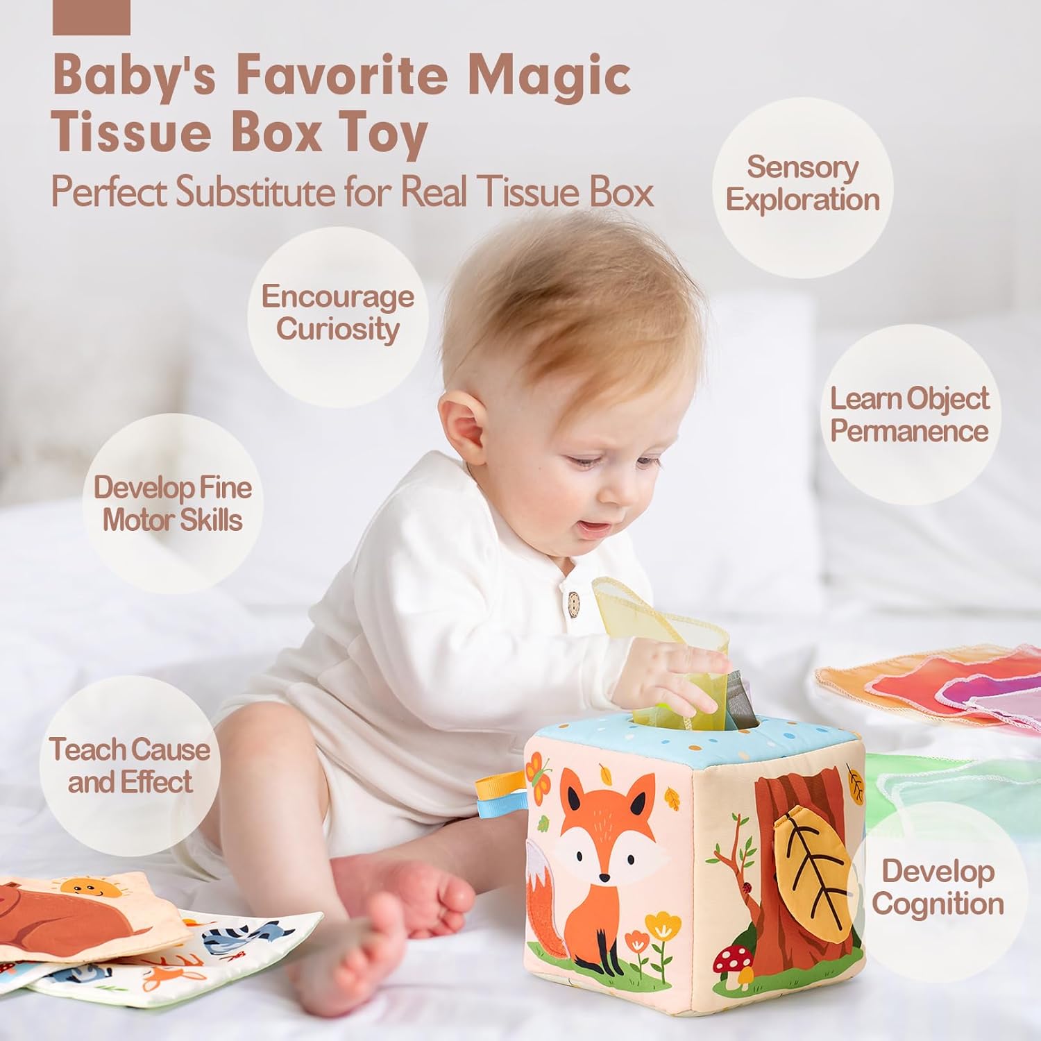 Hahaland Baby Tissue Box Toy for 6-12 Months