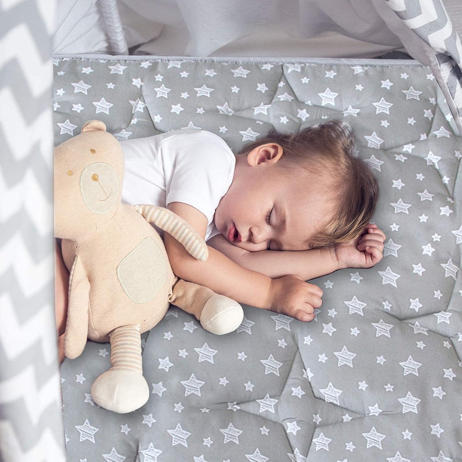 Moonsea Teepee Play Tent Mat 43x43 Quilted Square Pad with Non-Slip Backing