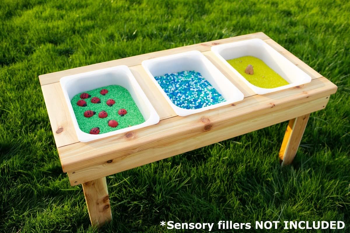 Noble Wooden Toy Co Triple Bin Sensory Table for Toddlers