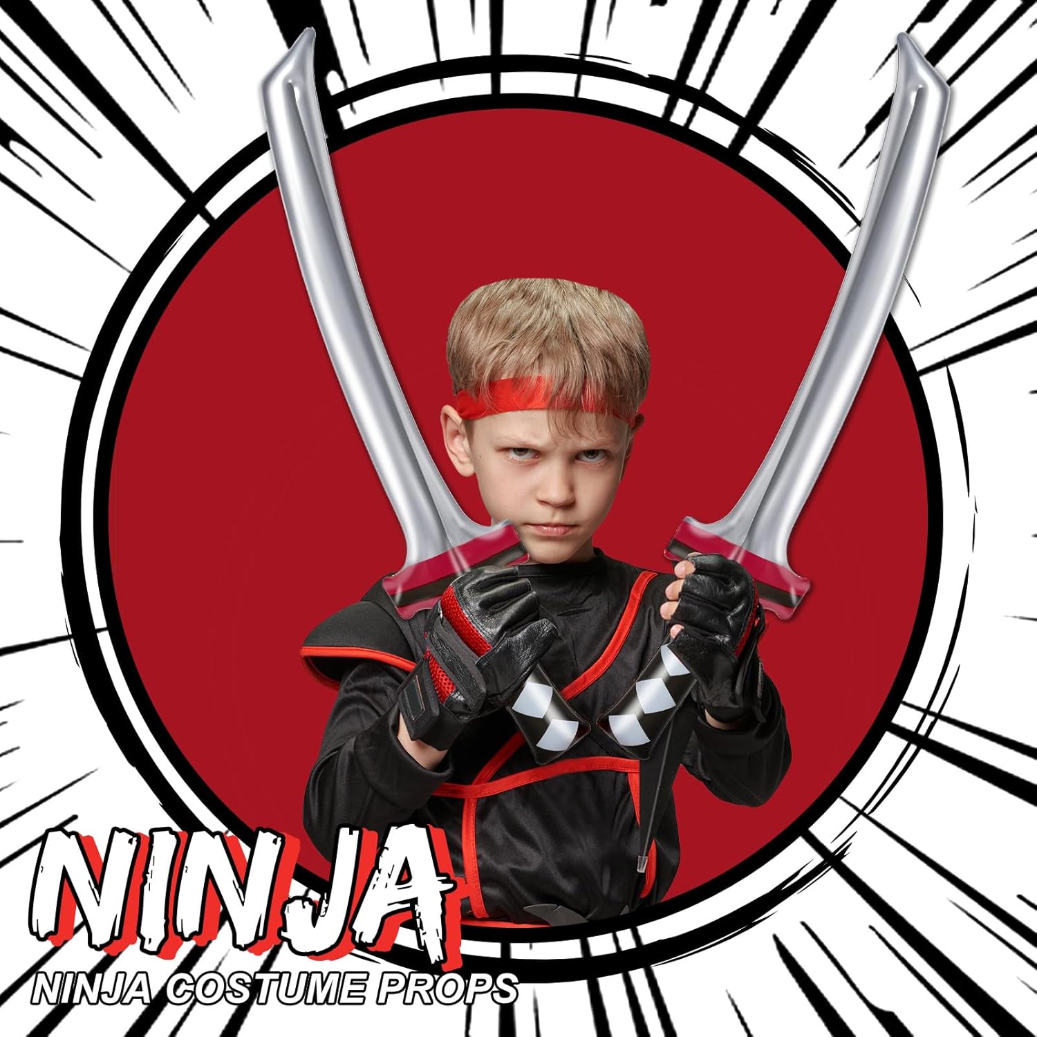 Whaline Inflatable Ninja Samurai Sword Toy Set