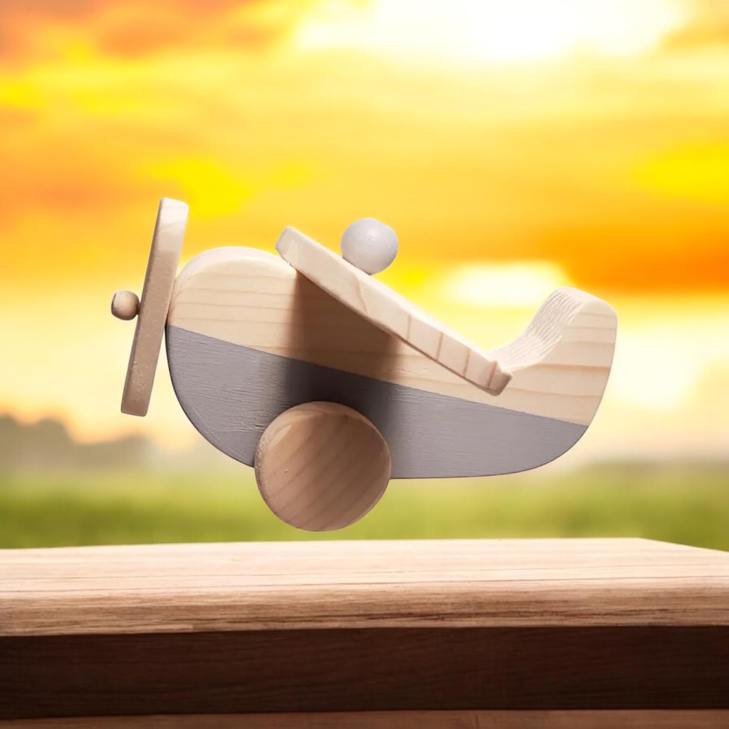 Handmade Wooden Airplane Toy for Toddlers