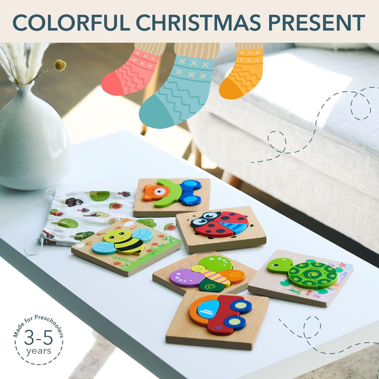 Magifire Wooden Puzzles Set of 6 for Toddlers 1-3 1