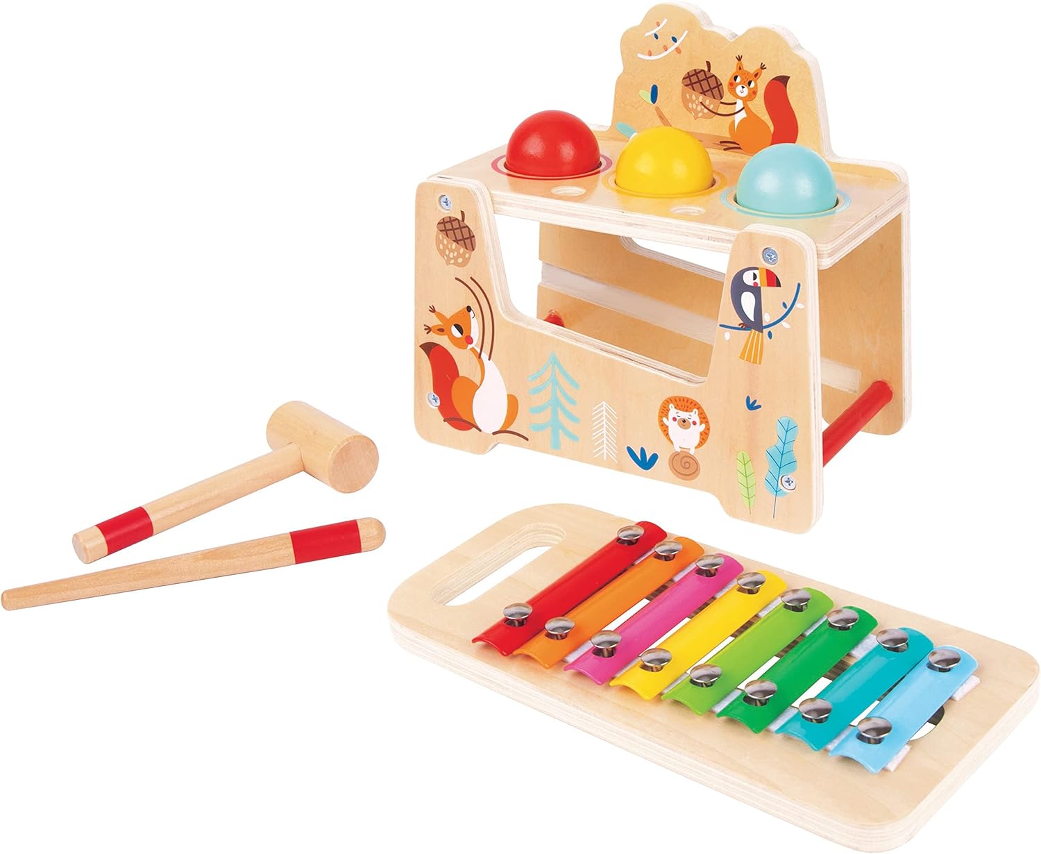 TOOKYLAND 7pcs Pound a Ball Toy with Xylophone