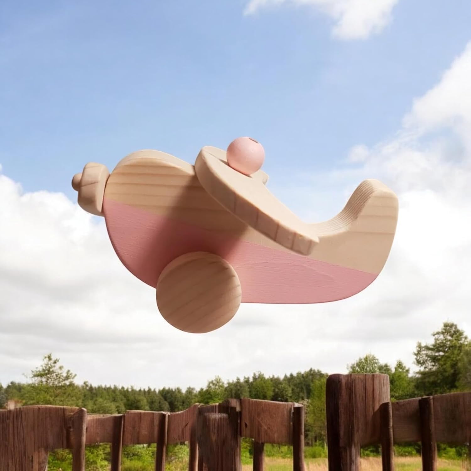 Wooden Airplane Toy for Toddlers Handmade and Natural