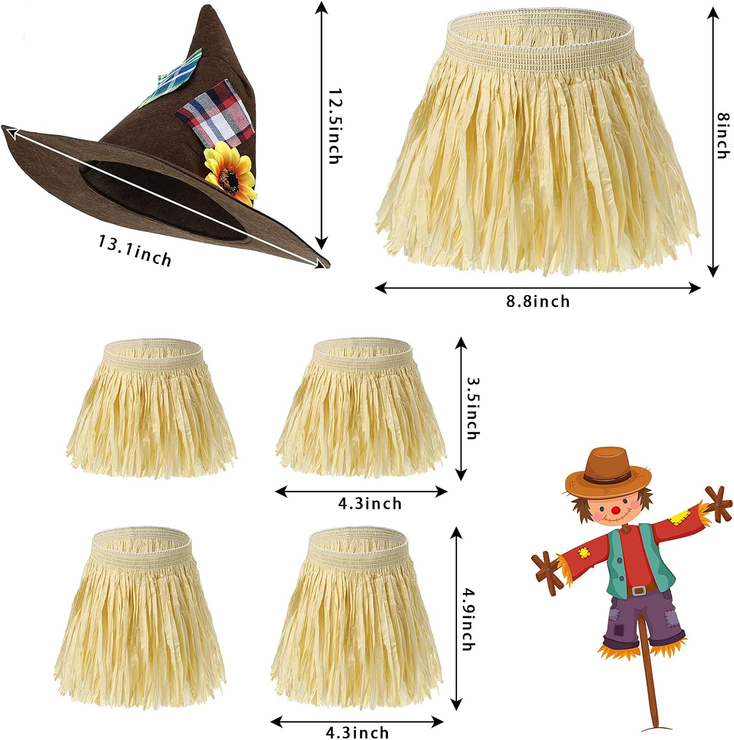 SATINIOR 6-Piece Scarecrow Costume for Kids