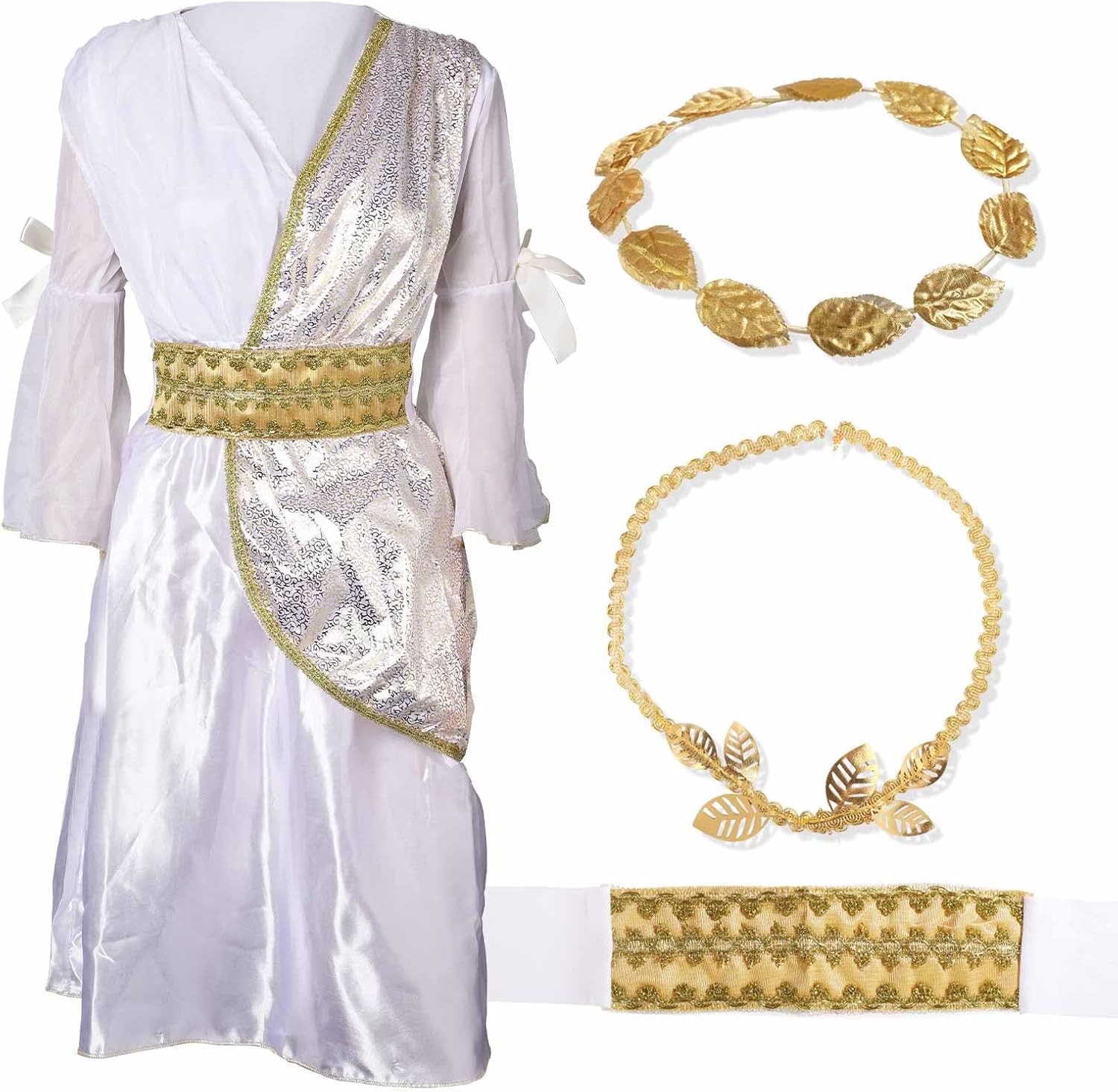 Greek Costume Set for Girls with Dress Headband and Waistband