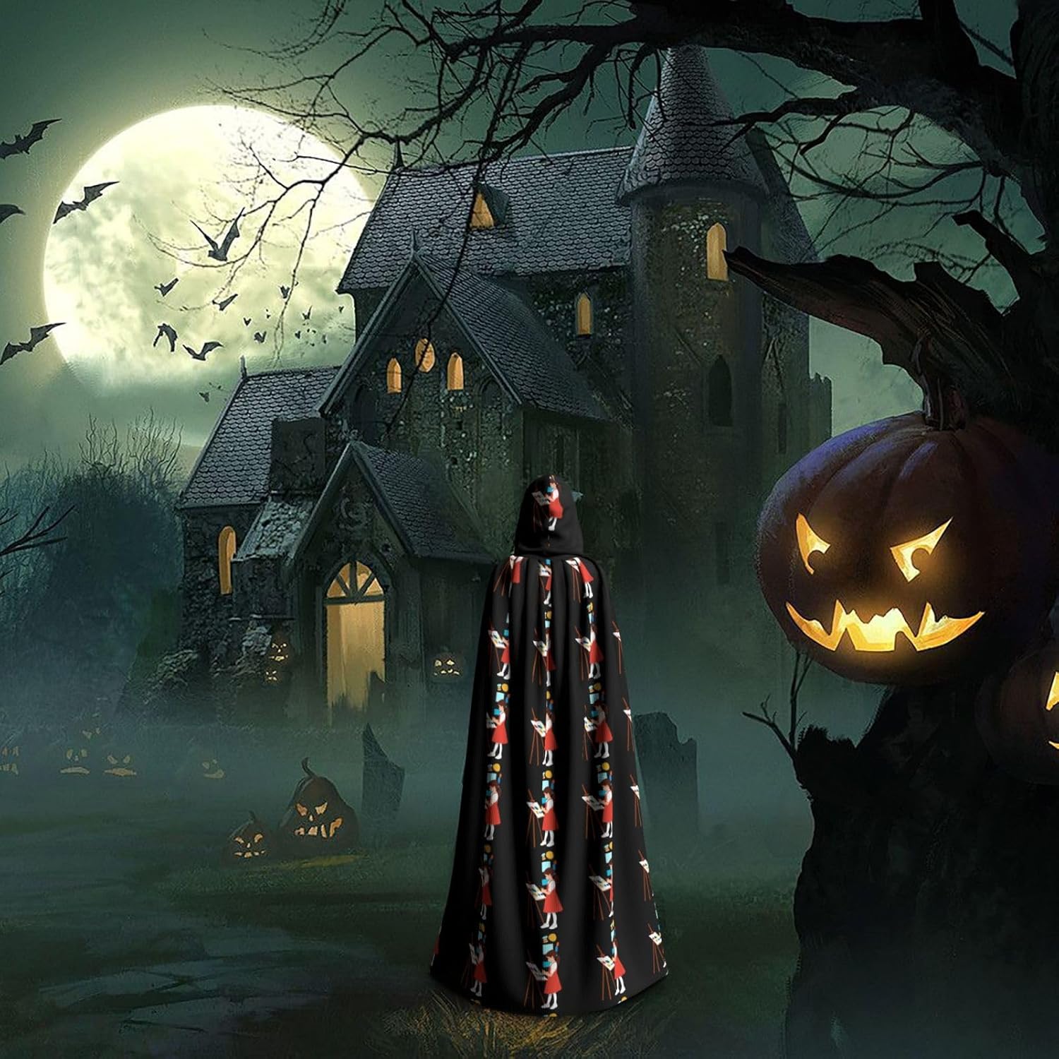Little Girl Drawing Seriously Hooded Cloak Halloween Costume