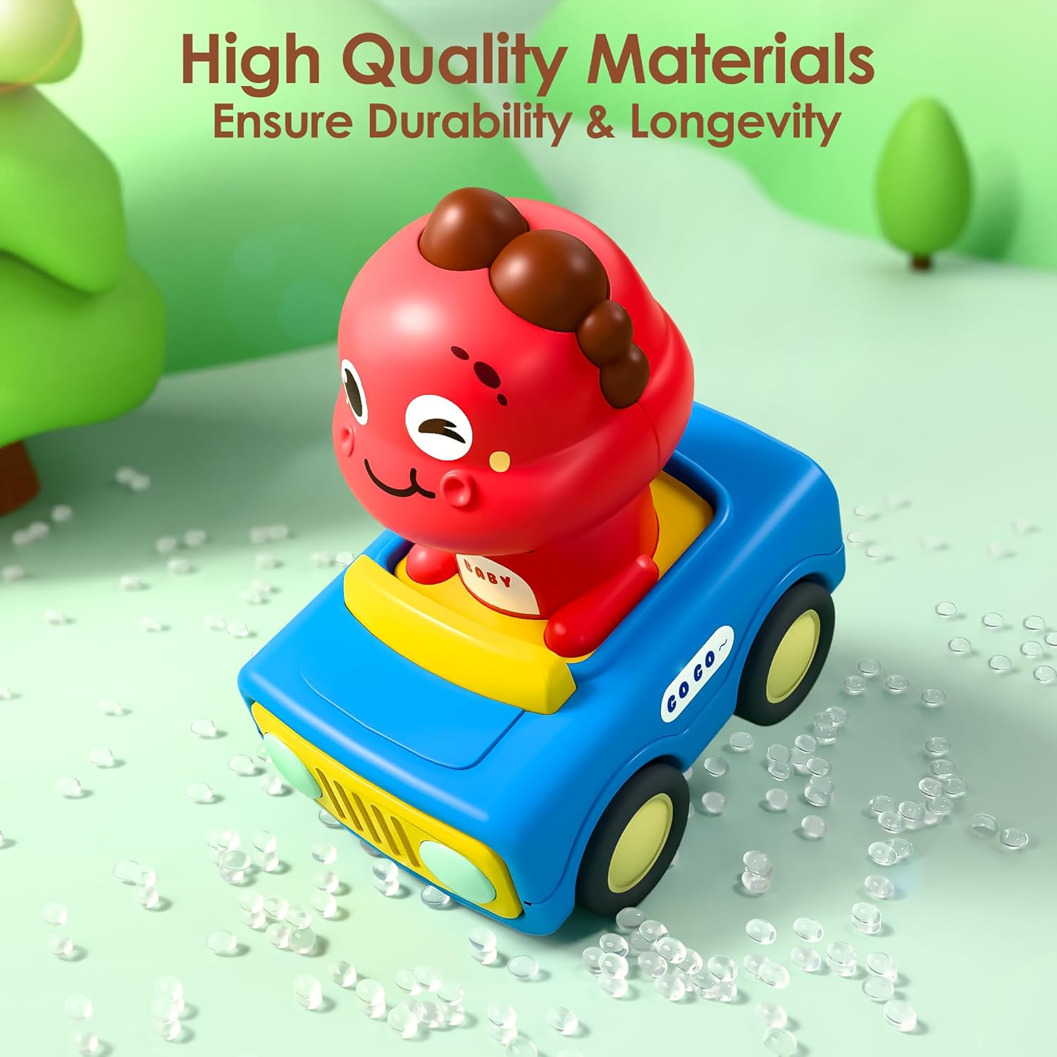 iPlay iLearn Press to Go Car Toy for Toddlers 1-3 Years