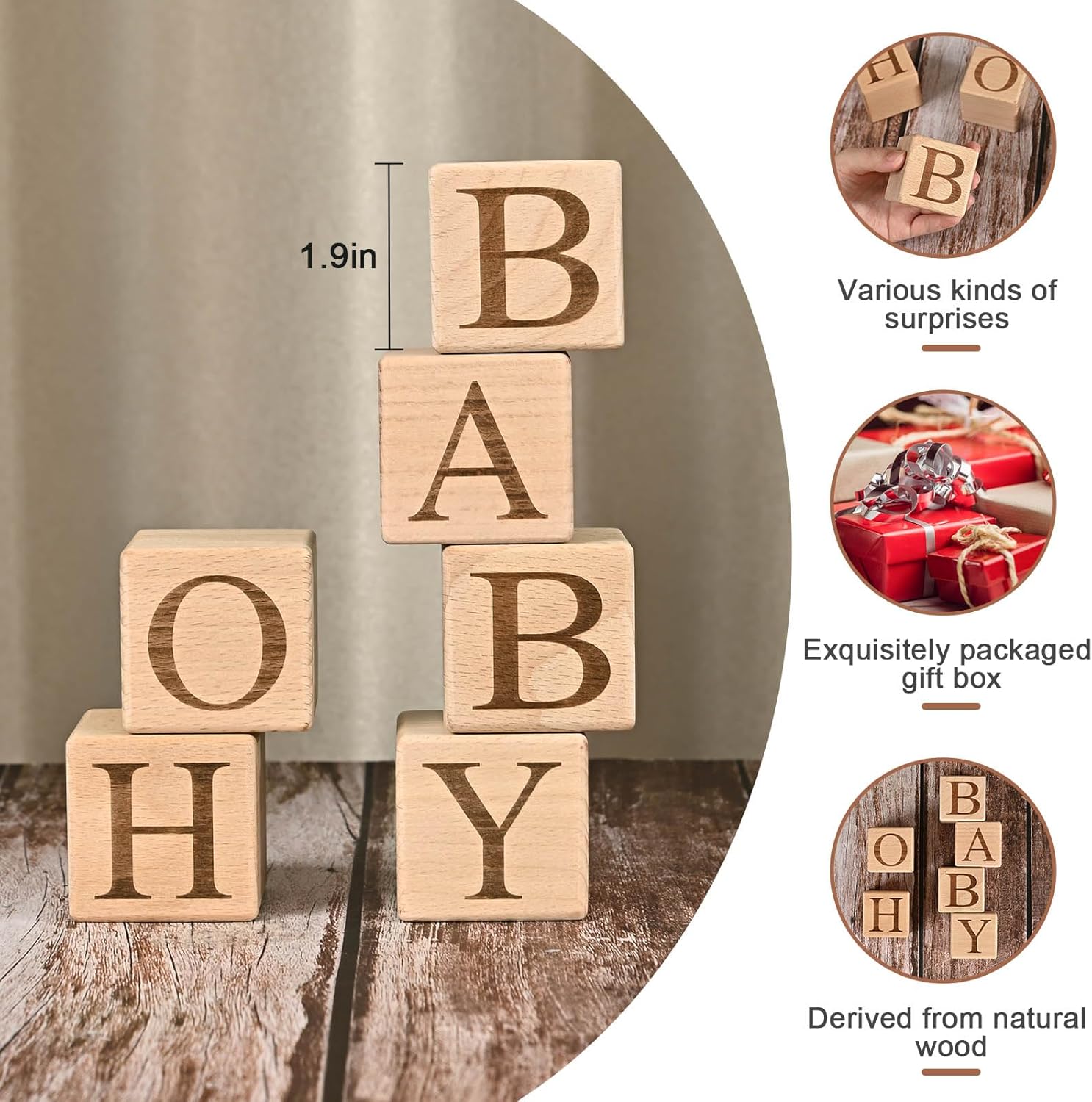 OH BABY Sign Wooden Blocks 2 - Baby Shower Gender Reveal