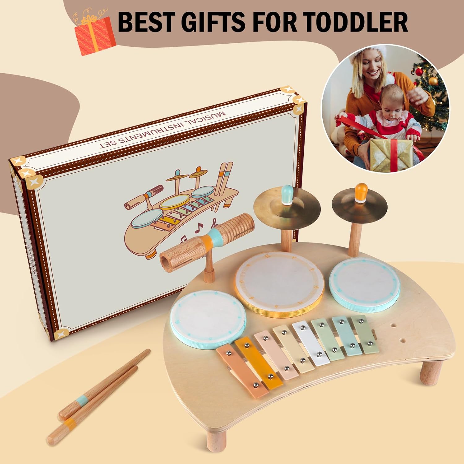 Montessori Drum Set for Toddlers 1-3 Years