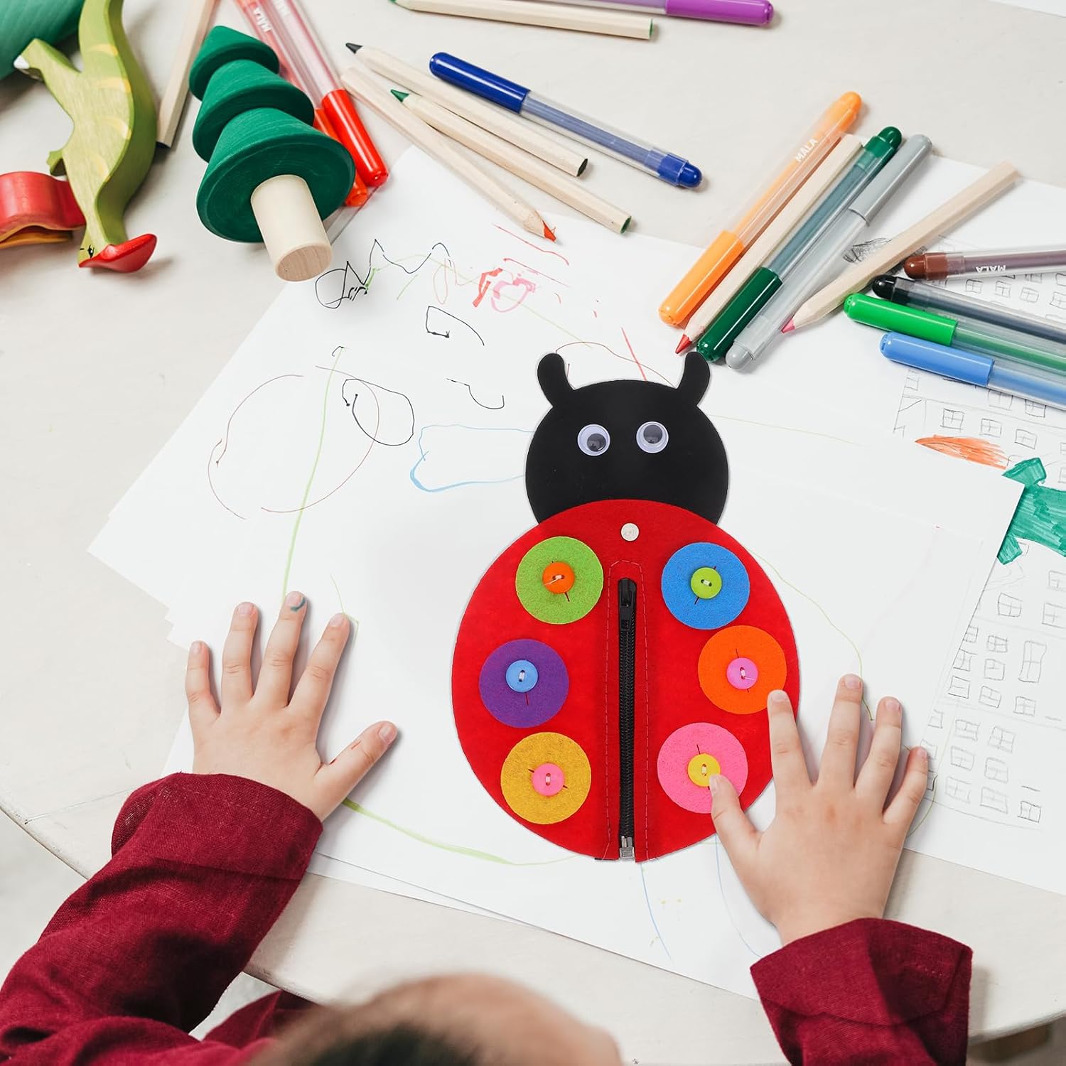 SUPVOX Felt Ladybird Zipper DIY Craft Kit for Kids
