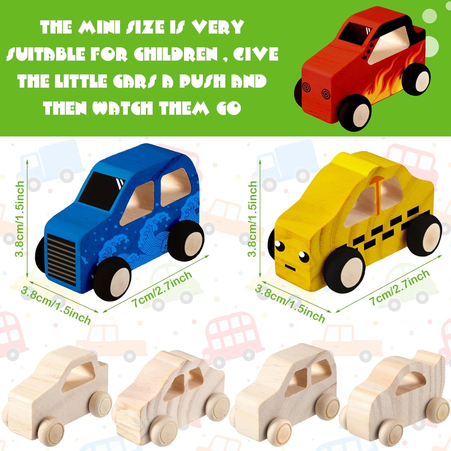 Chivao 24 Piece Wooden Car DIY Kit for Kids