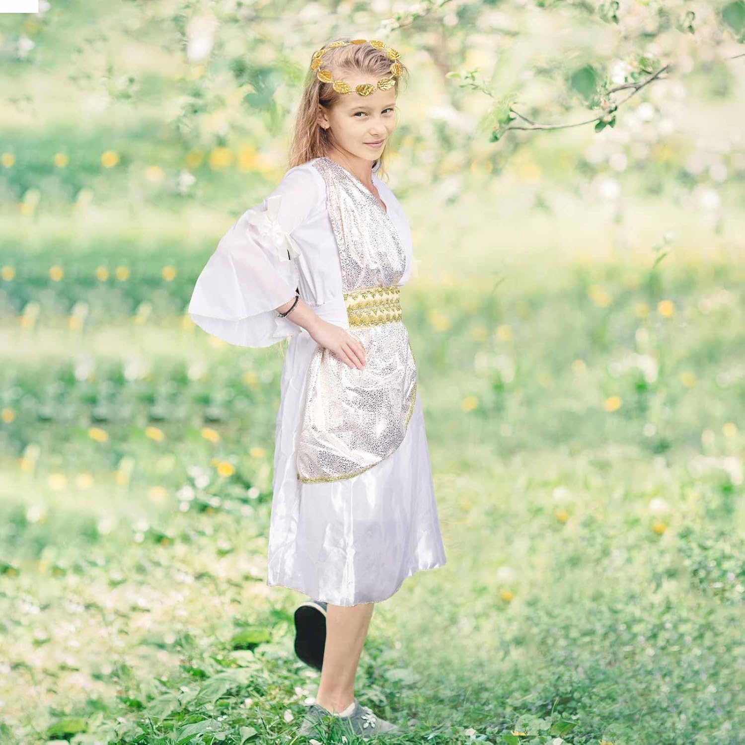 Greek Costume Set for Girls with Dress Headband and Waistband