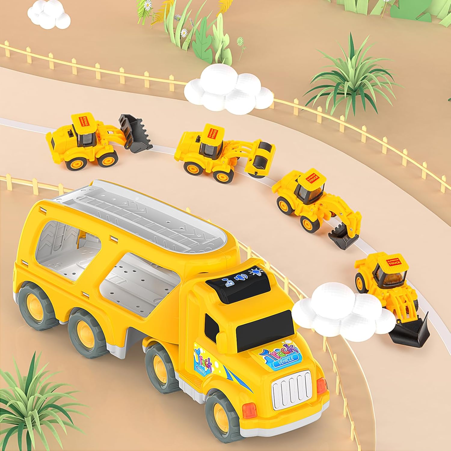 Veslier 5 in 1 Construction Truck Toy for Kids 1-6 Years
