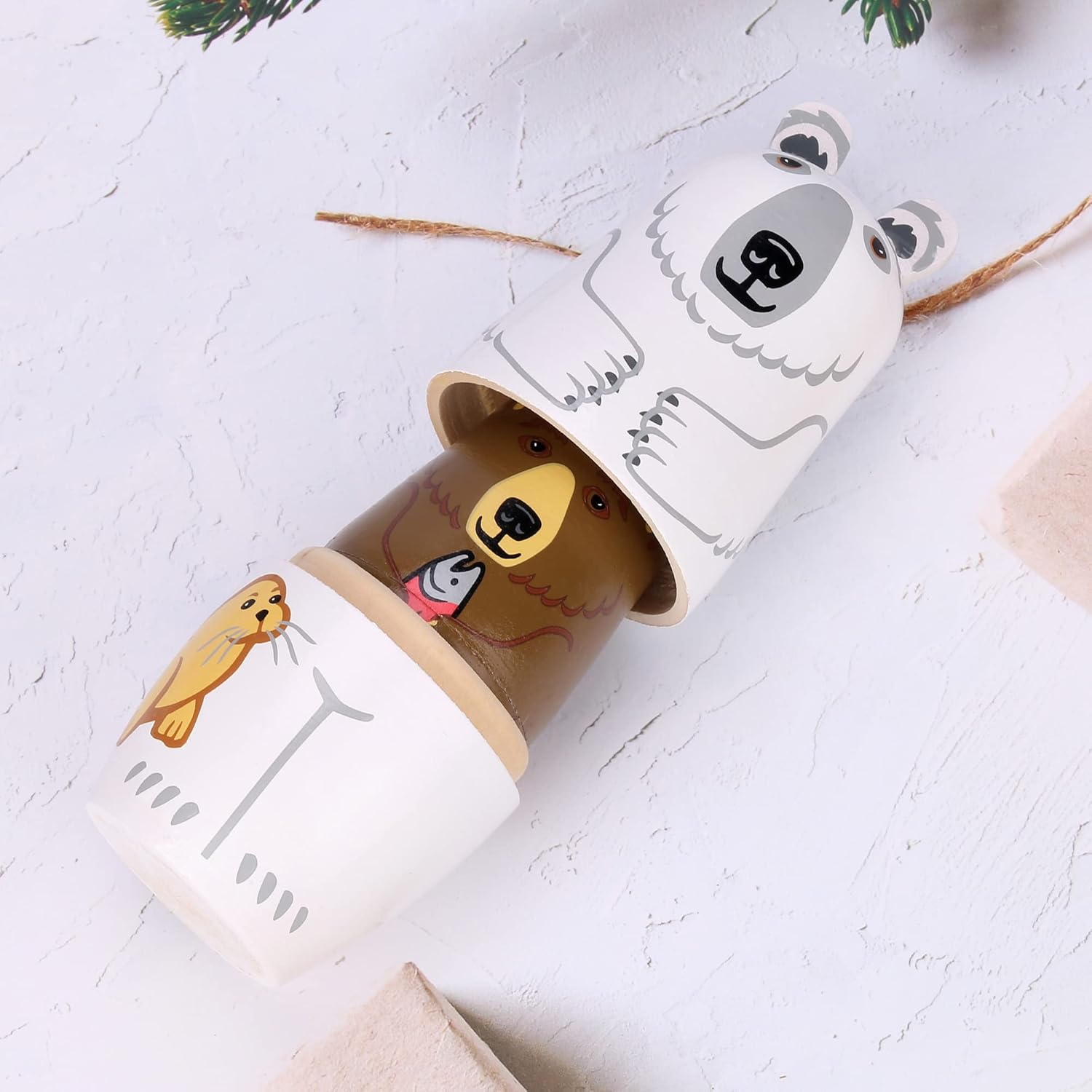 Yoption 5Pcs Bear Matryoshka Nesting Dolls Set