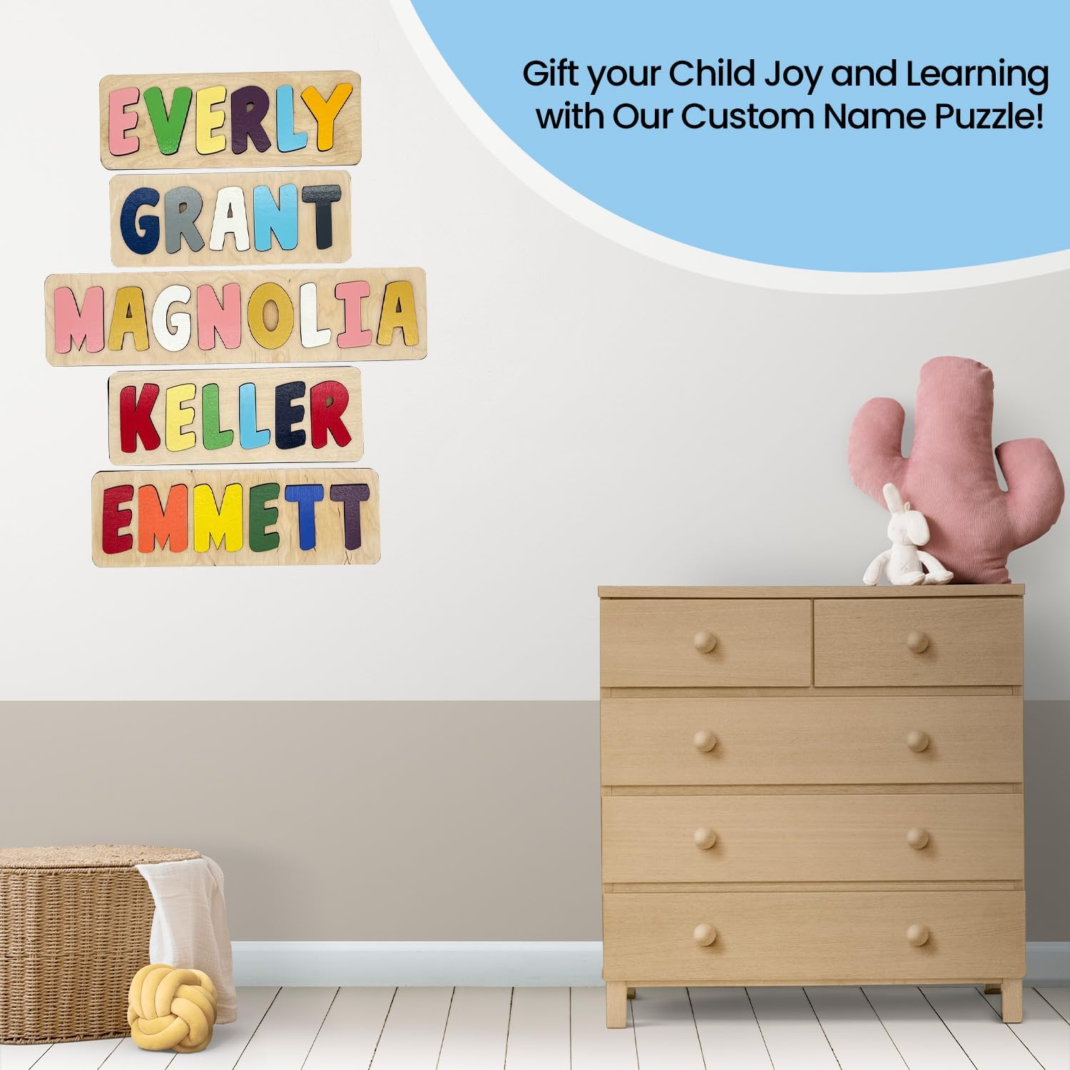 Birds Wood Shack Personalized Wooden Name Puzzle for Kids