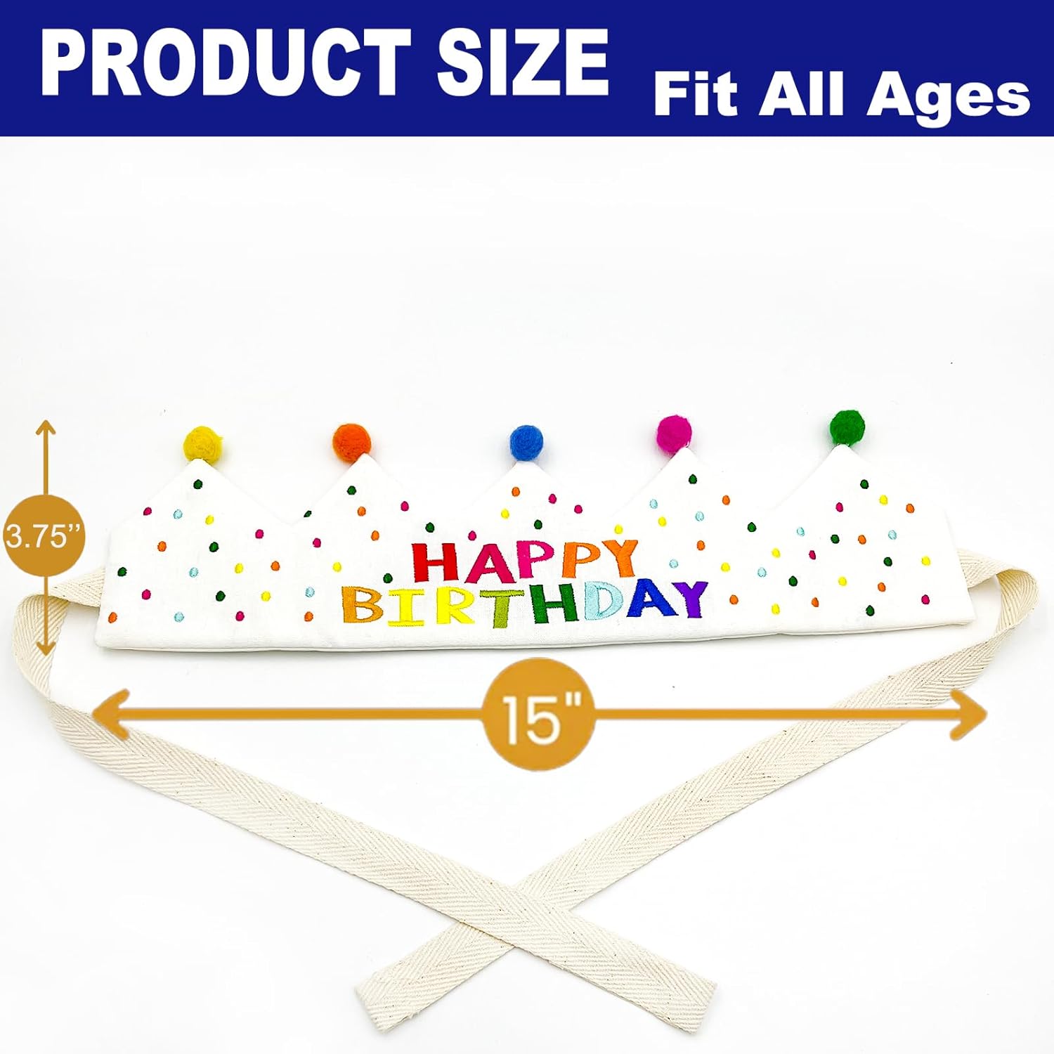 Meygajoe Hand Embroidered Birthday Crown for Kids and Babies