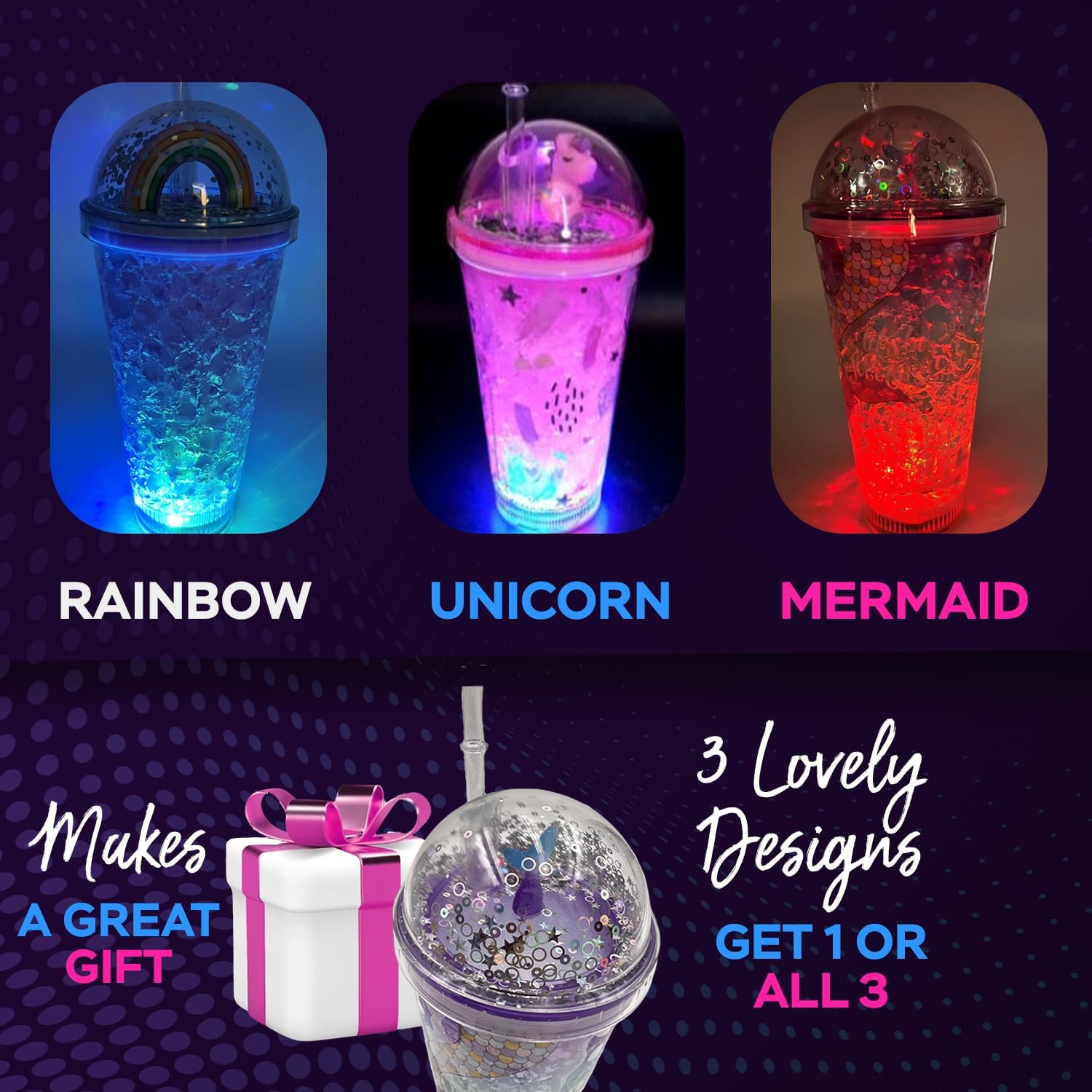 Unicorn LED Light Up Cups with Straw - 16oz Tumbler 1